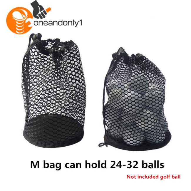 Túi Lưới Đựng Gậy Đánh Golf / Tennis Bằng Nylon Màu Đen Có Dây Rút 16 / 32 / 56