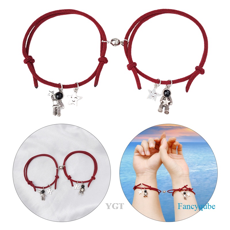 Ygt Set 2 Vòng Tay Nam Châm Đơn Giản Nhiều Lớp Hình Phi Hành Gia Có Thể Điều Chỉnh Làm Quà Tặ