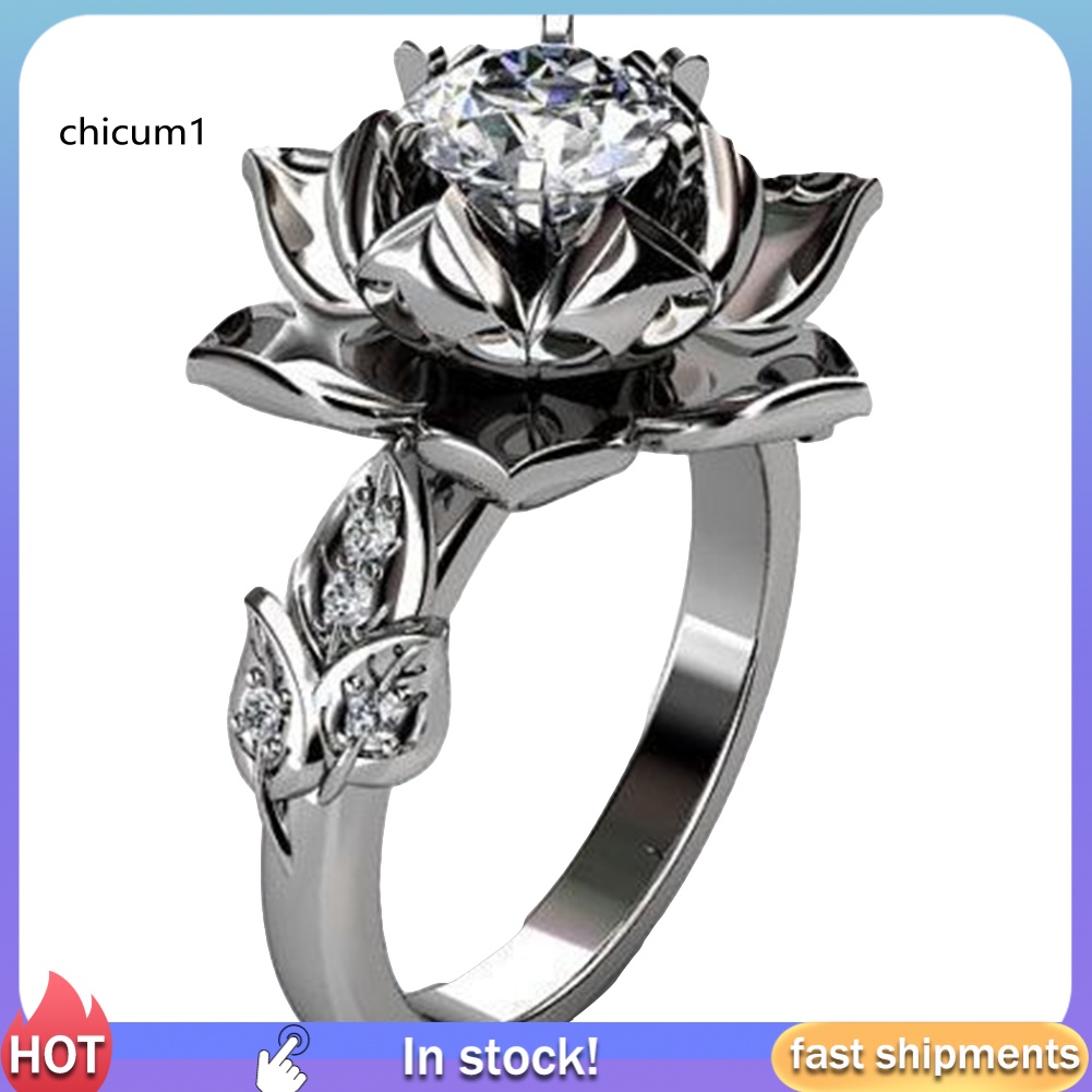 Nhẫn Hợp Kim Hình Hoa Lily Đính Đá Xinh Xắn Cho Nữ