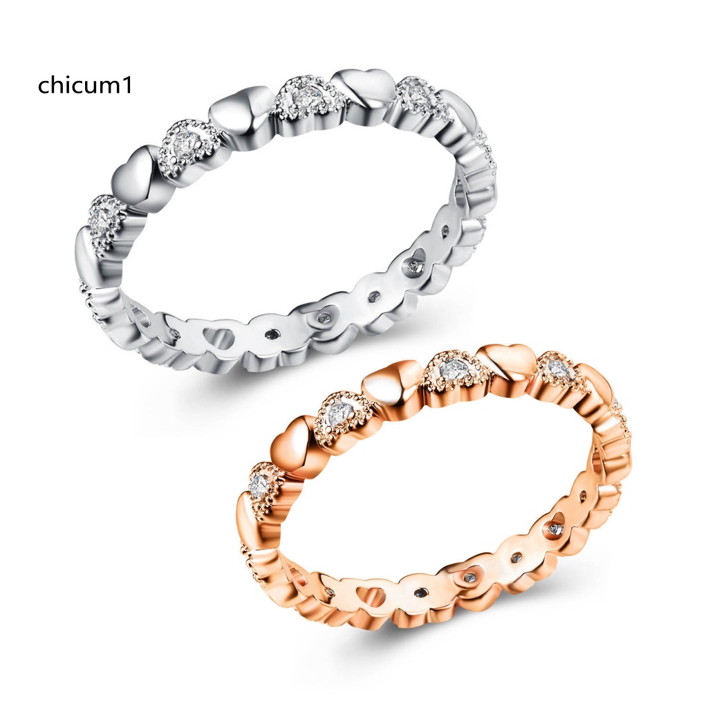 Nhẫn Đính Đá Zircon Hình Trái Tim Ngọt Ngào Thời Trang Cho Nữ