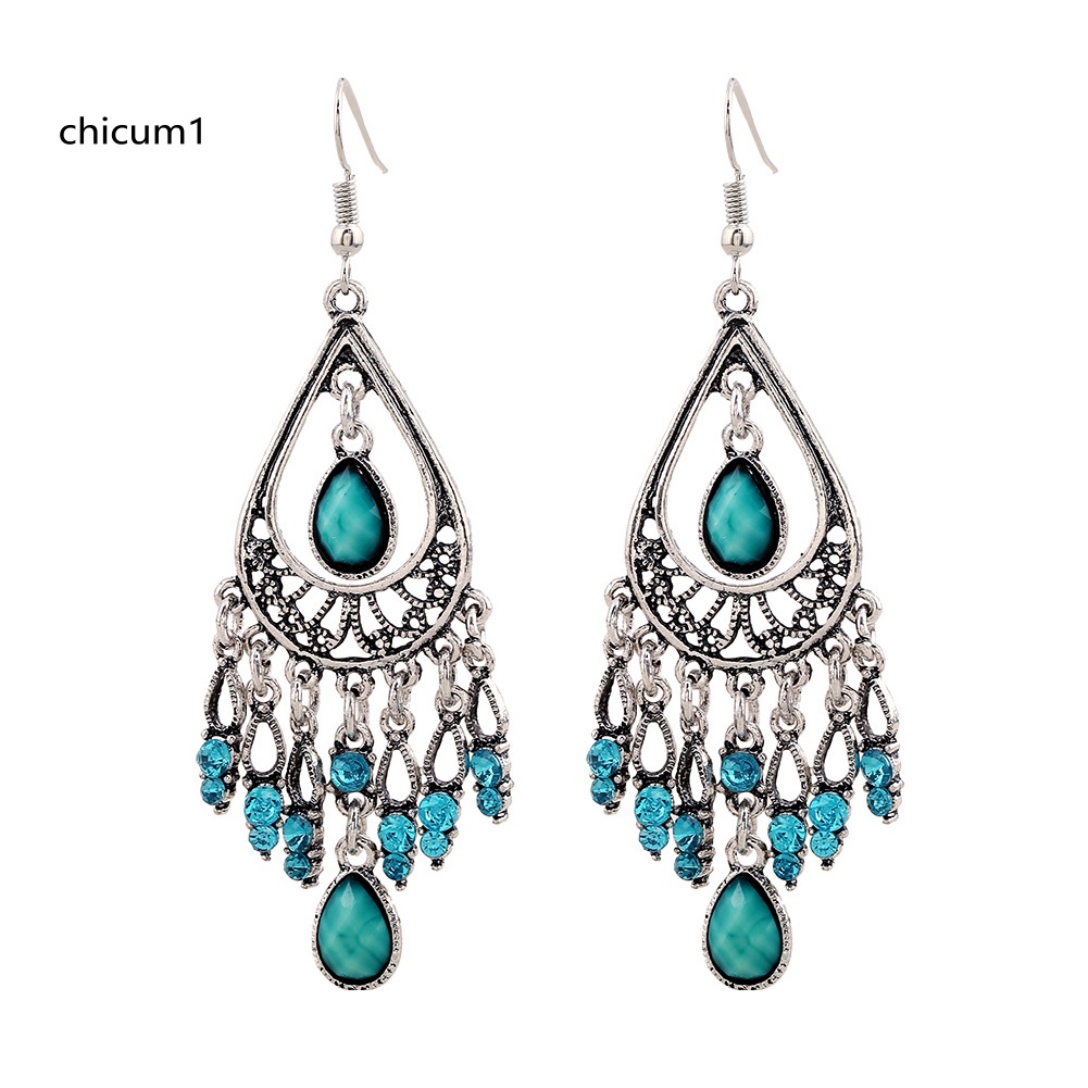 Khuyên Tai Chuỗi Tua Rua Phong Cách Boho