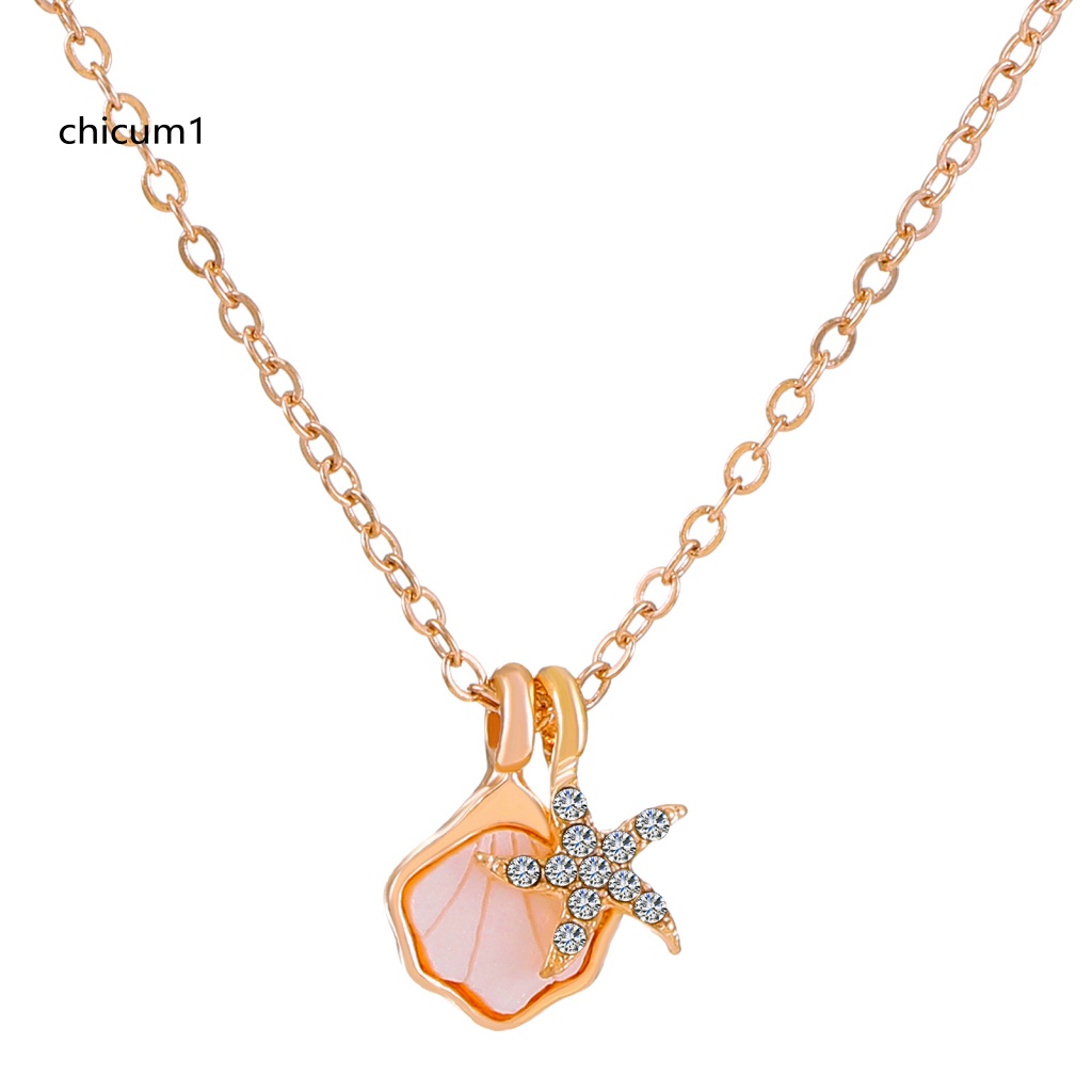 Vòng cổ Hợp Kim Mặt Hình Vỏ Sò Đính Đá Thời Trang Cho Nữ