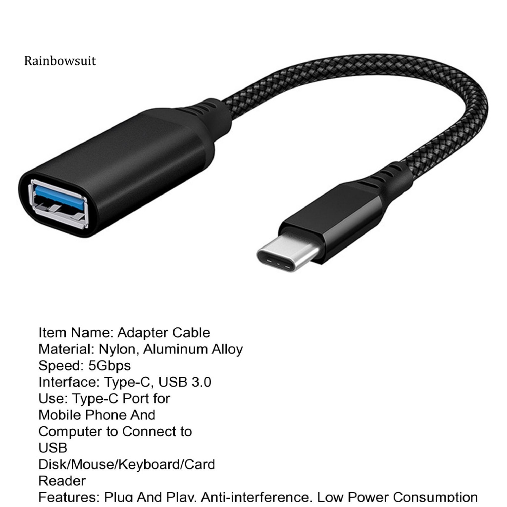 Cáp Chuyển Đổi OTG Type C Sang USB30 5Gbps Hỗ Trợ Kết Nối Chuột Máy Tính / Điện Thoại Đa Hướng