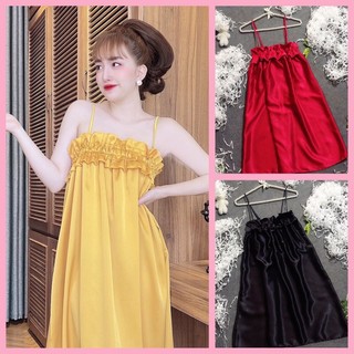 Đầm Ngủ Vải Phi Lụa Mềm Mịn Freesize Dưới 60kg