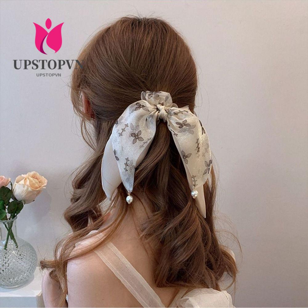 UPSTOPVN Dây Cột Tóc Ruy Băng Thắt Nơ Bằng Vải Voan Co Giãn Xinh Xắn Cho Nữ