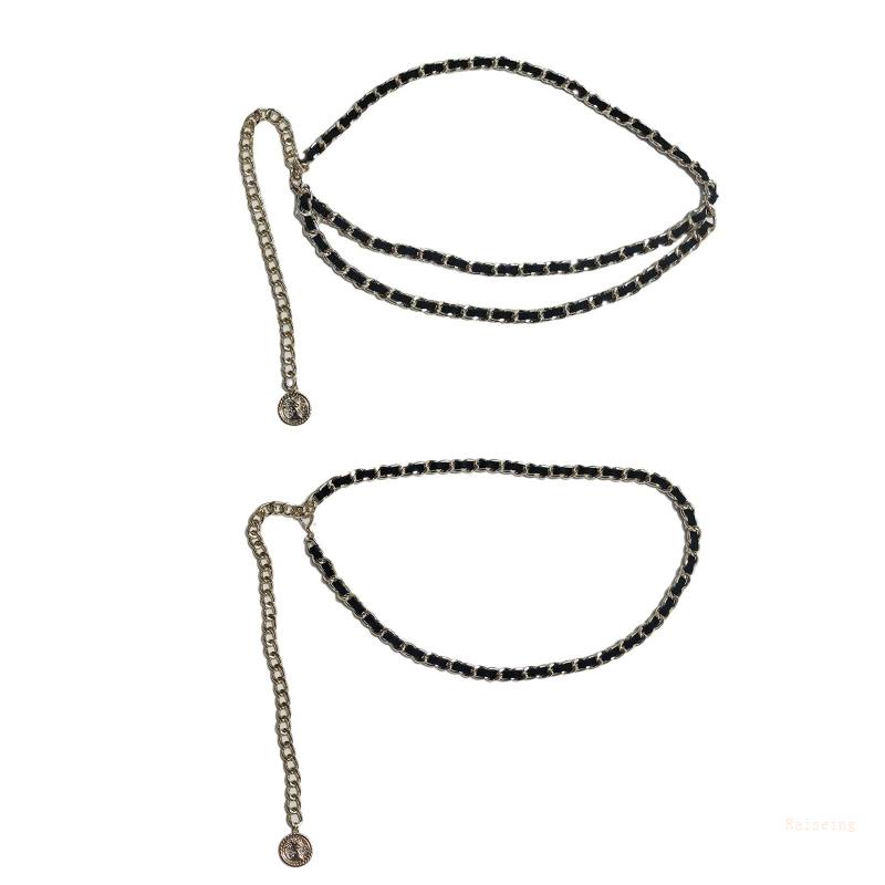 Dây Xích Đôi Một Lớp Đeo Thắt Lưng Kèm Ví Khóa Tròn Phong Cách Goth Thời Trang Cho Nữ