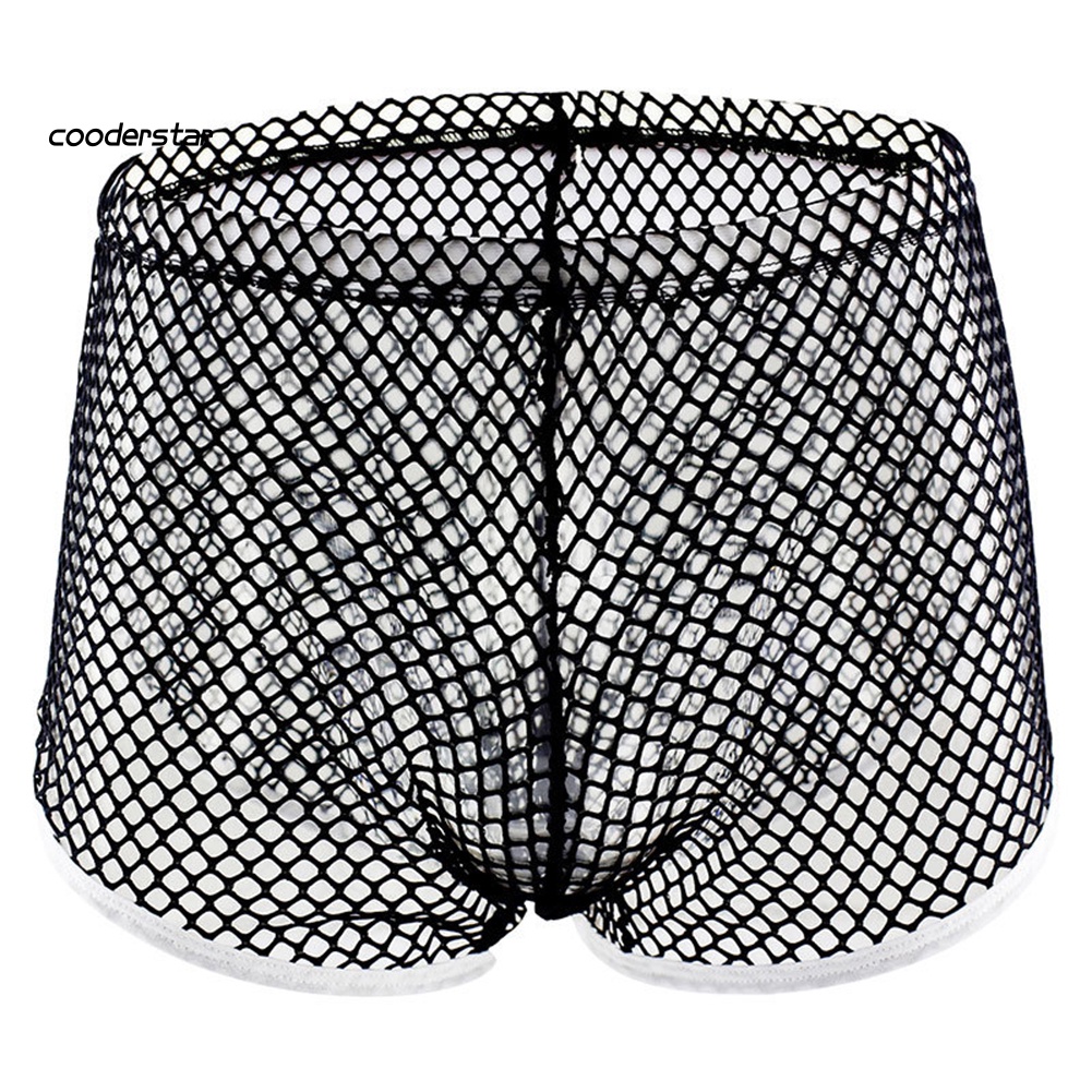 Quần Lót Boxer Lưng Thấp Phối Lưới Thoáng Khí Thời Trang Quyến Rũ Cho Nam