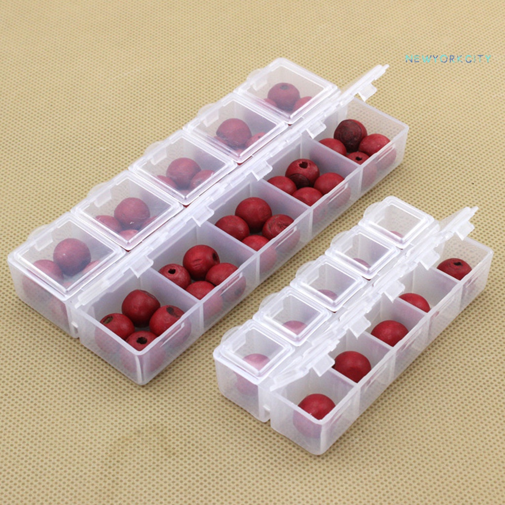 Hộp Nhựa Trong Suốt 10 Ngăn Đựng Bông Tai Chống Bụi Tiết Kiệm Không Gian