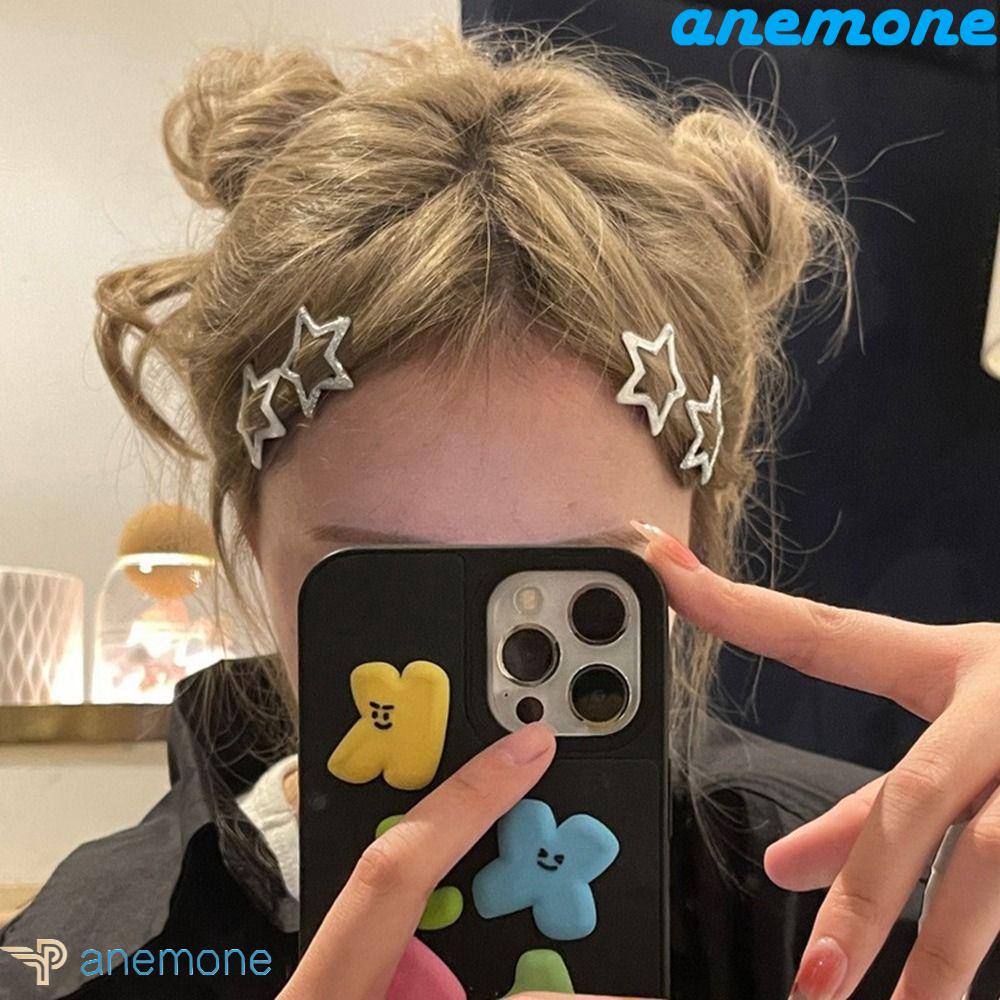 ANEMONE Kẹp Tóc Hình Ngôi Sao Năm Cánh Bằng Bạc y2k Nhỏ Nhắn Dễ Thương Cho Nữ