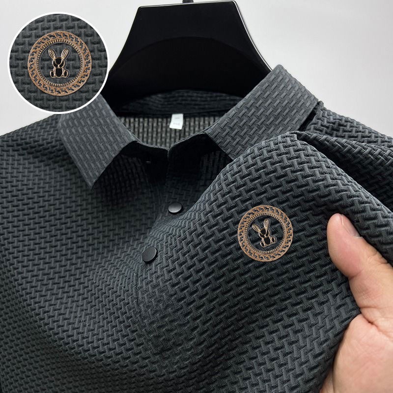 Áo Thun Polo Dáng Rộng Bằng Lụa Lạnh Màu Sắc Trơn Thoáng Khí Nhanh Khô Thời Trang Mùa Hè Cho Nam