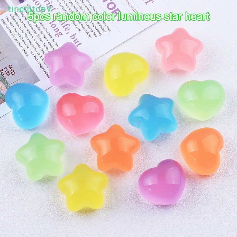[TinchitdeV] Bộ 5 Ngôi Sao / Trái Tim Hoạt Hình Mini Bằng Nhựa Resin Phát Sáng Trang Trí Tiểu Cảnh
