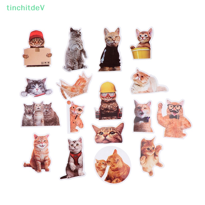 Bộ 50 Miếng Dán Hình Mèo Hoạt Hình DIY Trang Trí Sổ Tay / Hành Lý / Xe Hơi