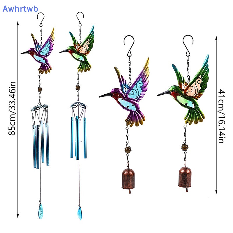 Chuông Gió Hình Chim Ruồi Bằng Kim Loại Thủy Tinh Treo Trang Trí Sân Vườn Mới