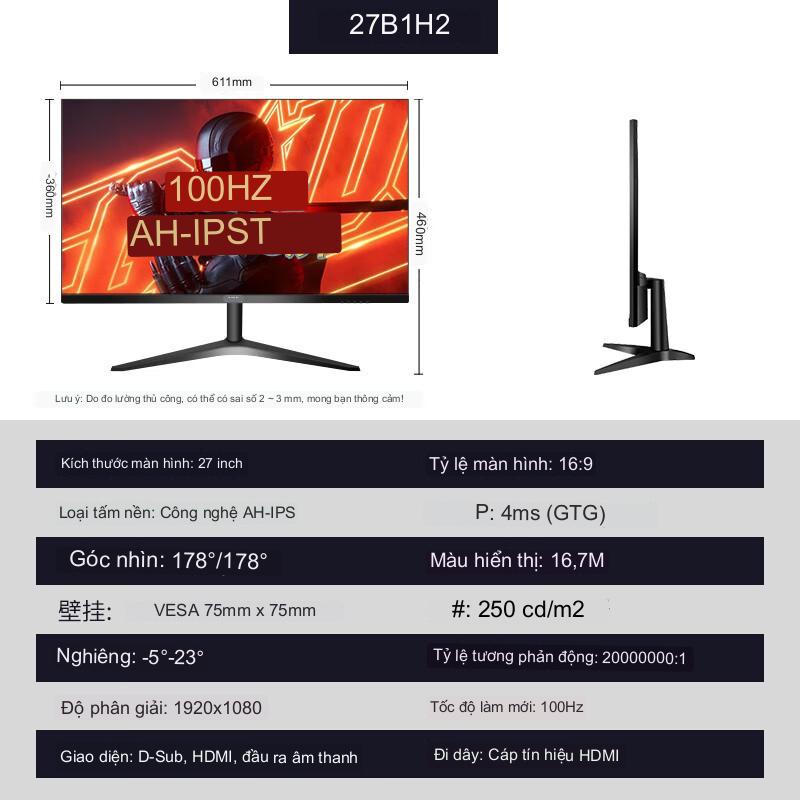 Màn hình máy tính 27 inch  Tần số quét 100HZ, giao diện HDMI VAG, Tấm nền IPS, màn hình chơi game AOC chính hãng