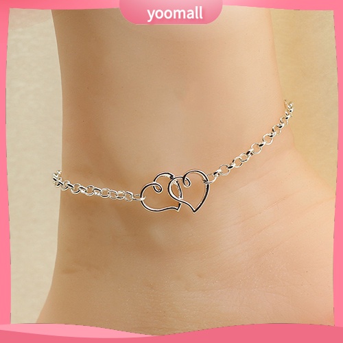 Lắc Chân Mặt Hình Trái Tim Thiết Kế Tinh Tế Thời Trang Cao Cấp Cho Nữ