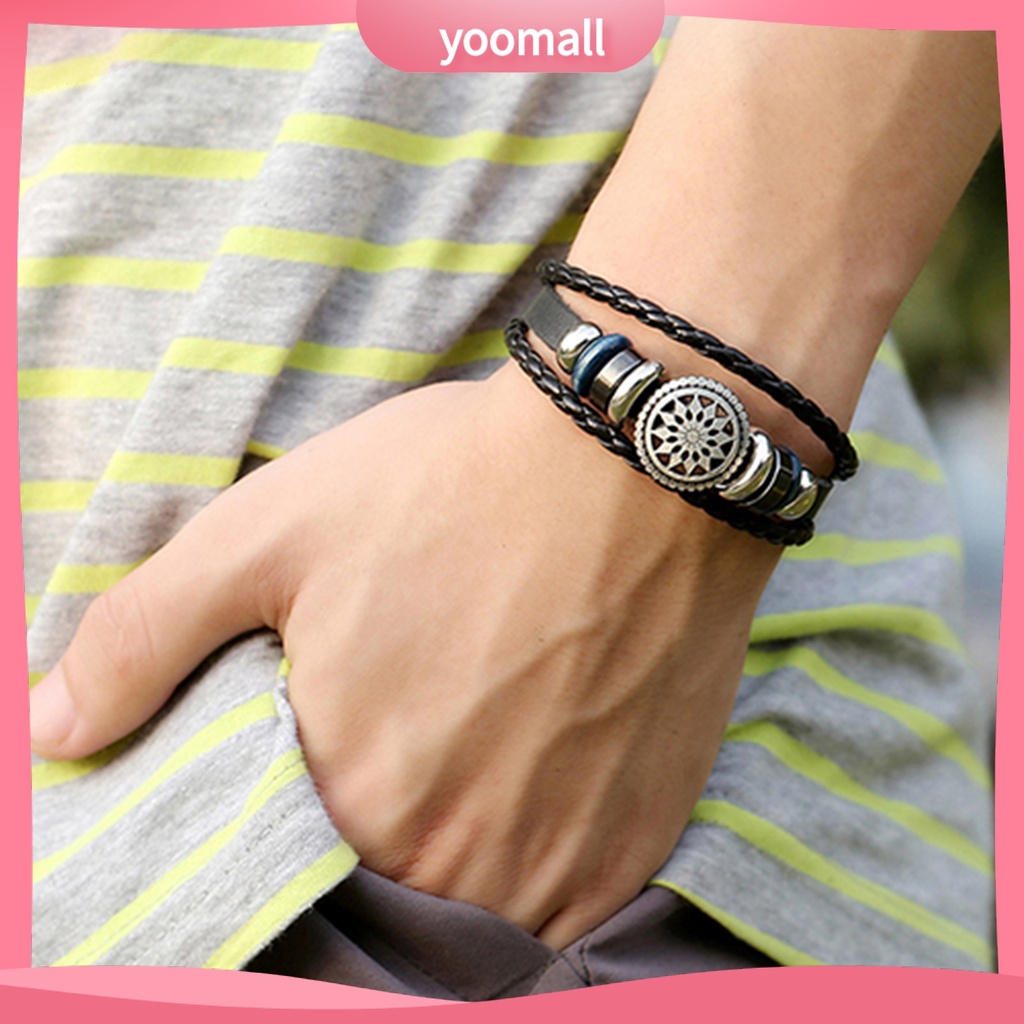 Vòng Tay Giả Da Bện Nhiều Lớp Unisex