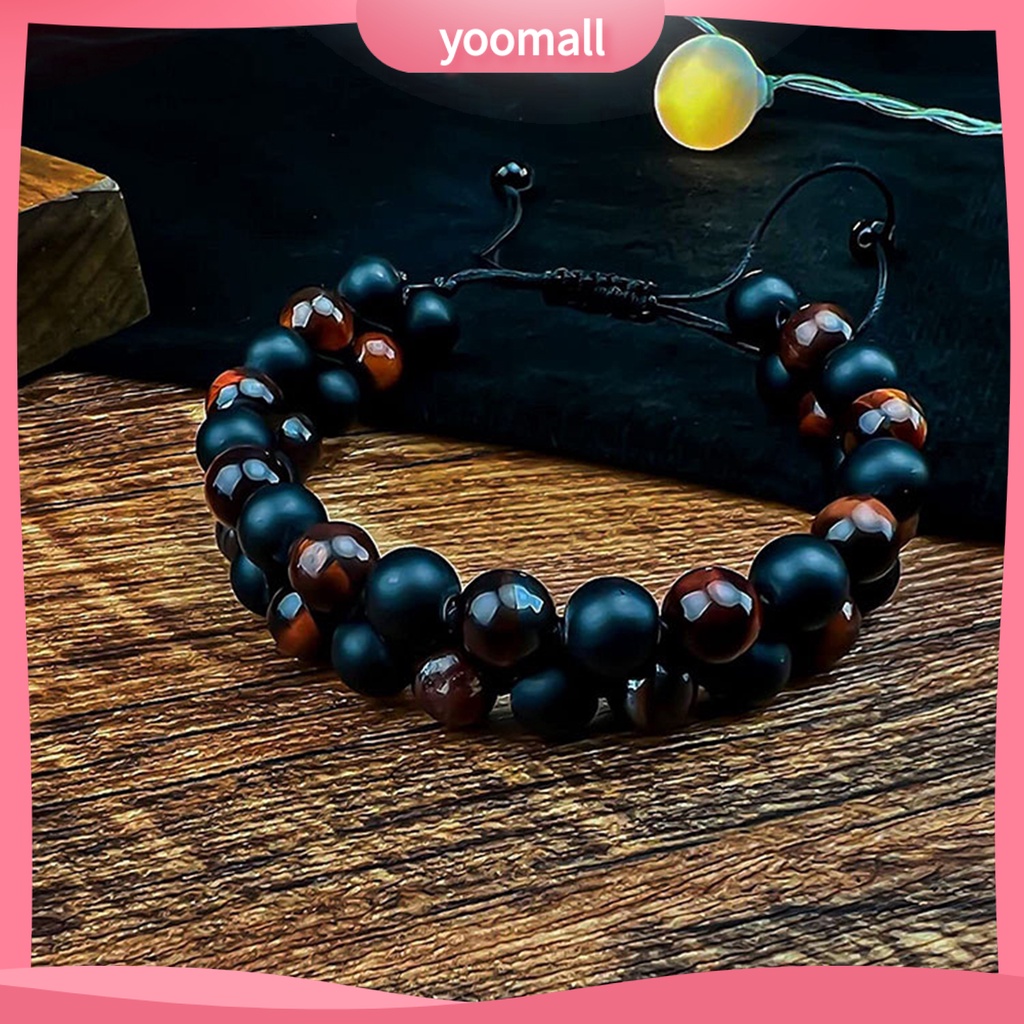 [YM] Vòng Tay Chuỗi Hạt Đá Mắt Hổ Hai Lớp Có Thể Điều Chỉnh Phong Cách Đơn Giản Bảo Vệ Sức Khỏe Hàng Ngày Cho Nam Và Nữ