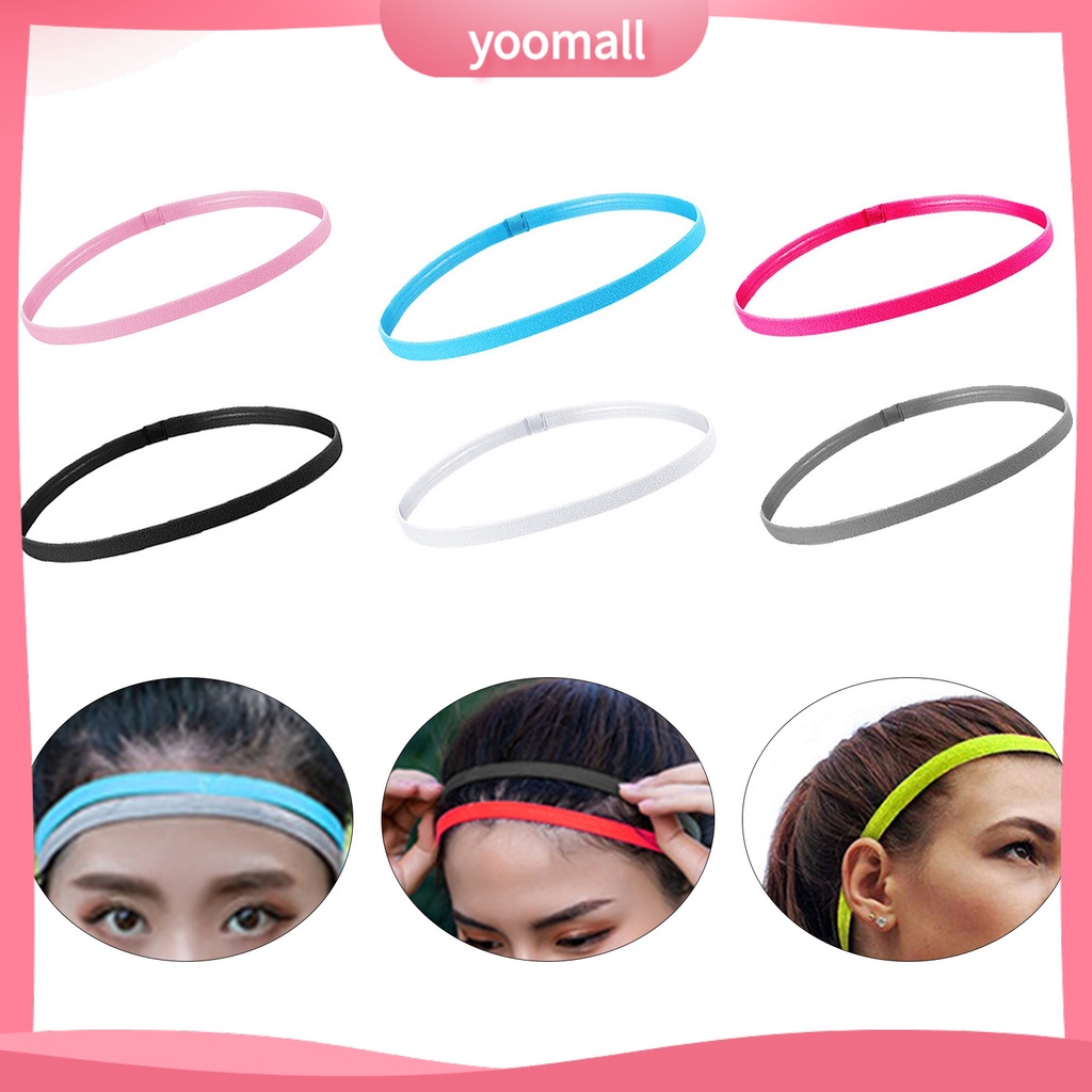 [YM] Băng Đô Thể Thao Mềm Co Giãn Tốt Chống Trượt Thấm Hút Mồ Hôi Màu Trơn Dành Cho Chạy Bộ