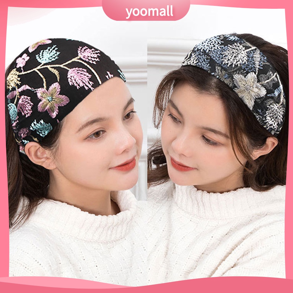 Băng Đô Vải Tuyn Bản Rộng Thêu Hoa / Ngôi Sao Phong Cách Trung Hoa Cổ Điển