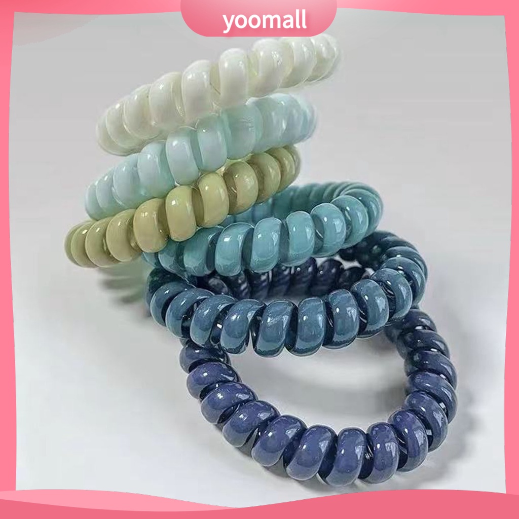 Set 9 Dây Buộc Tóc Dạng Xoắn Ốc Bằng Cao Su Co Giãn Chống Rơi Màu Kẹo