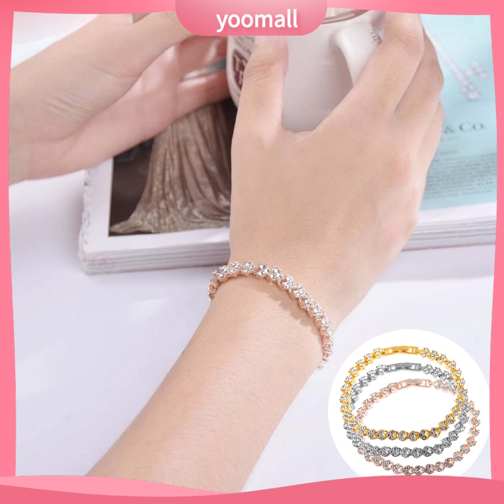 Vòng Tay Đính Pha Lê Giả Hình Trái Tim Lấp Lánh Thời Trang Cho Nữ