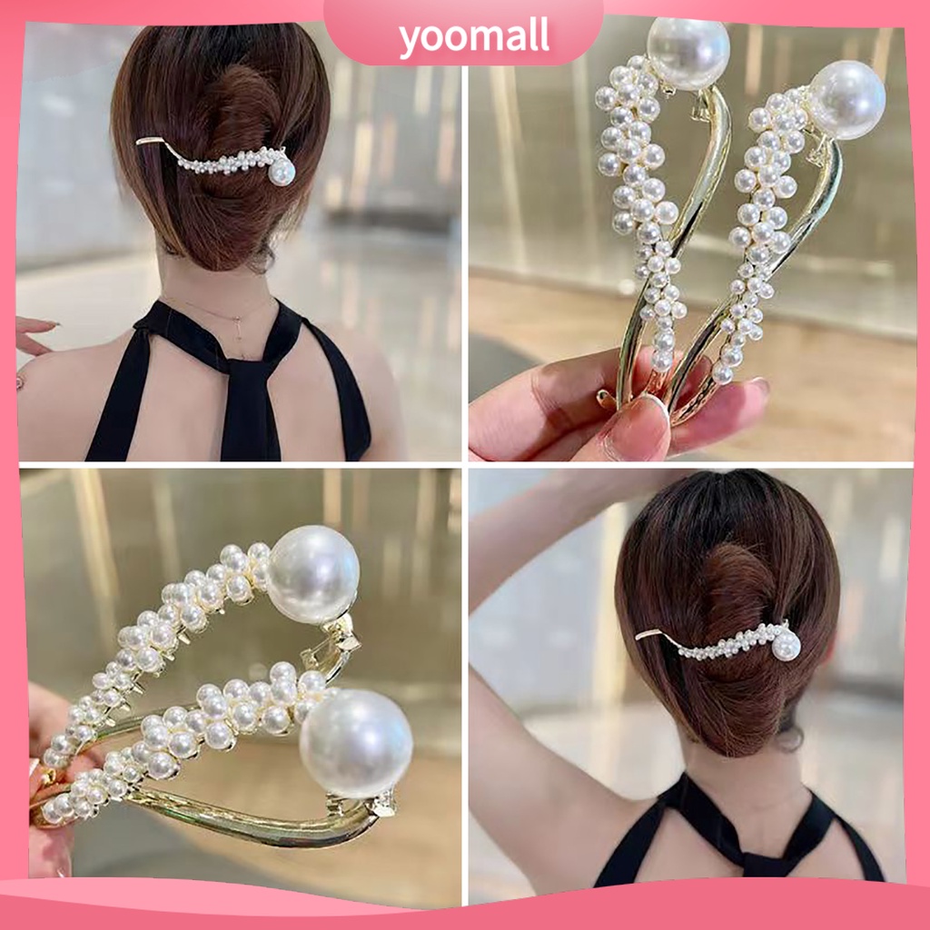 Kẹp Tóc Đính Ngọc Trai Giả Chống Trượt Thiết Kế Đơn Giản Thanh Lịch