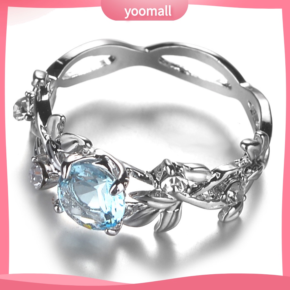 Nhẫn Hình Chiếc Lá Đính Đá Thời Trang Dành Cho Nữ