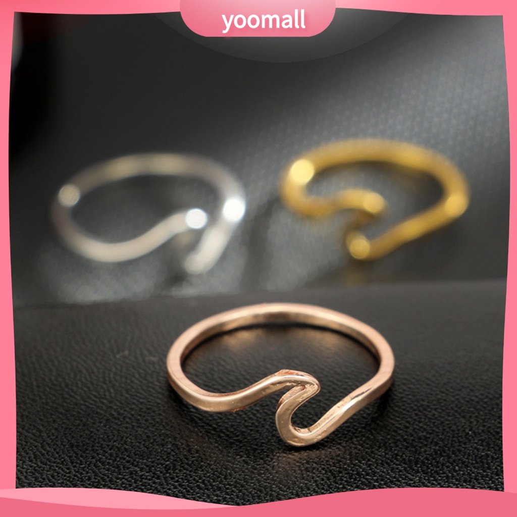 [YM] Nhẫn Gợn Sóng Mỏng Thời Trang Đi Biển Lướt Sóng Trang Sức Tiệc Tùng Cho Nam Và