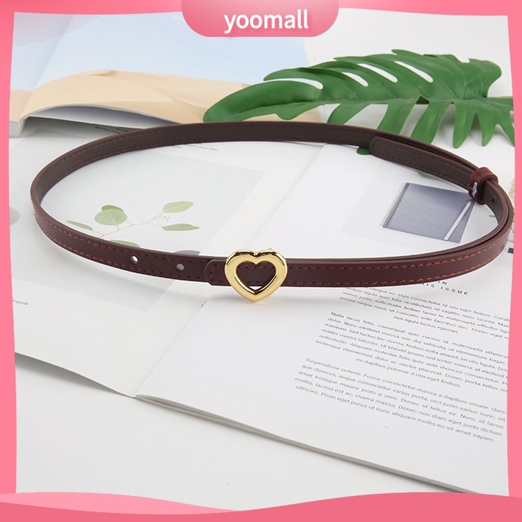Thắt Lưng Giả Da Màu Trơn Khóa Hình Trái Tim Có Thể Điều Chỉnh Cho Nữ