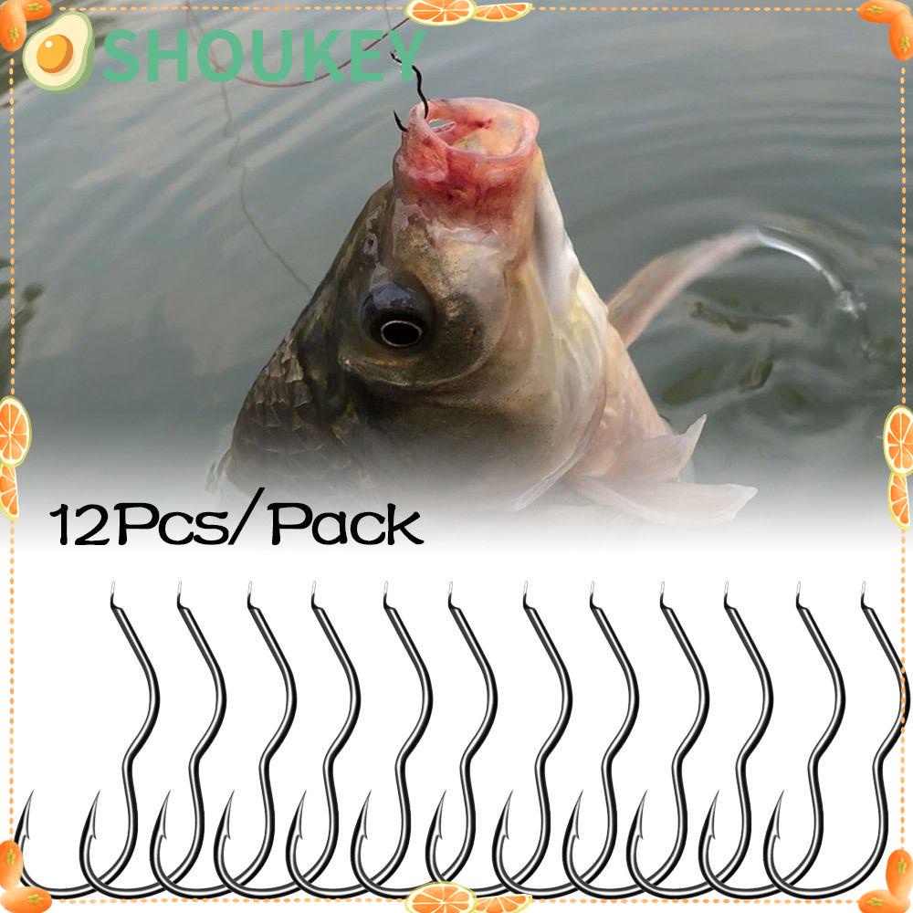 SHOUKEY Bộ 12 Móc Câu Cá Dạng Lật Tự Động Bằng Thép Carbon Cao Chống Trượt