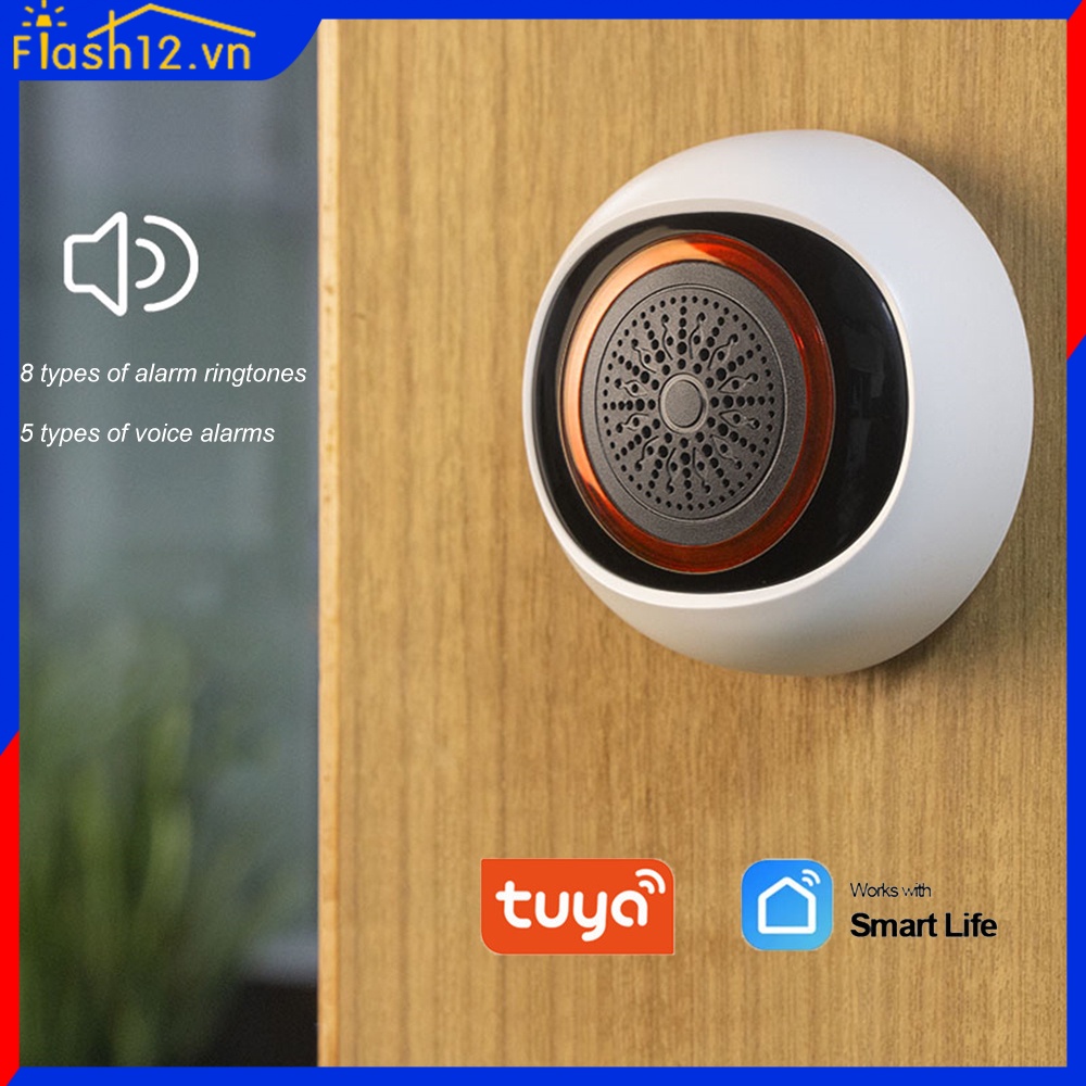 2023 Mới Báo Động Bằng Âm Thanh Và Ánh Sáng Thông Minh Tuya Zigbee 100db, Cảm Biến Nguồn Kép 2 Trong 1 flash12_vn