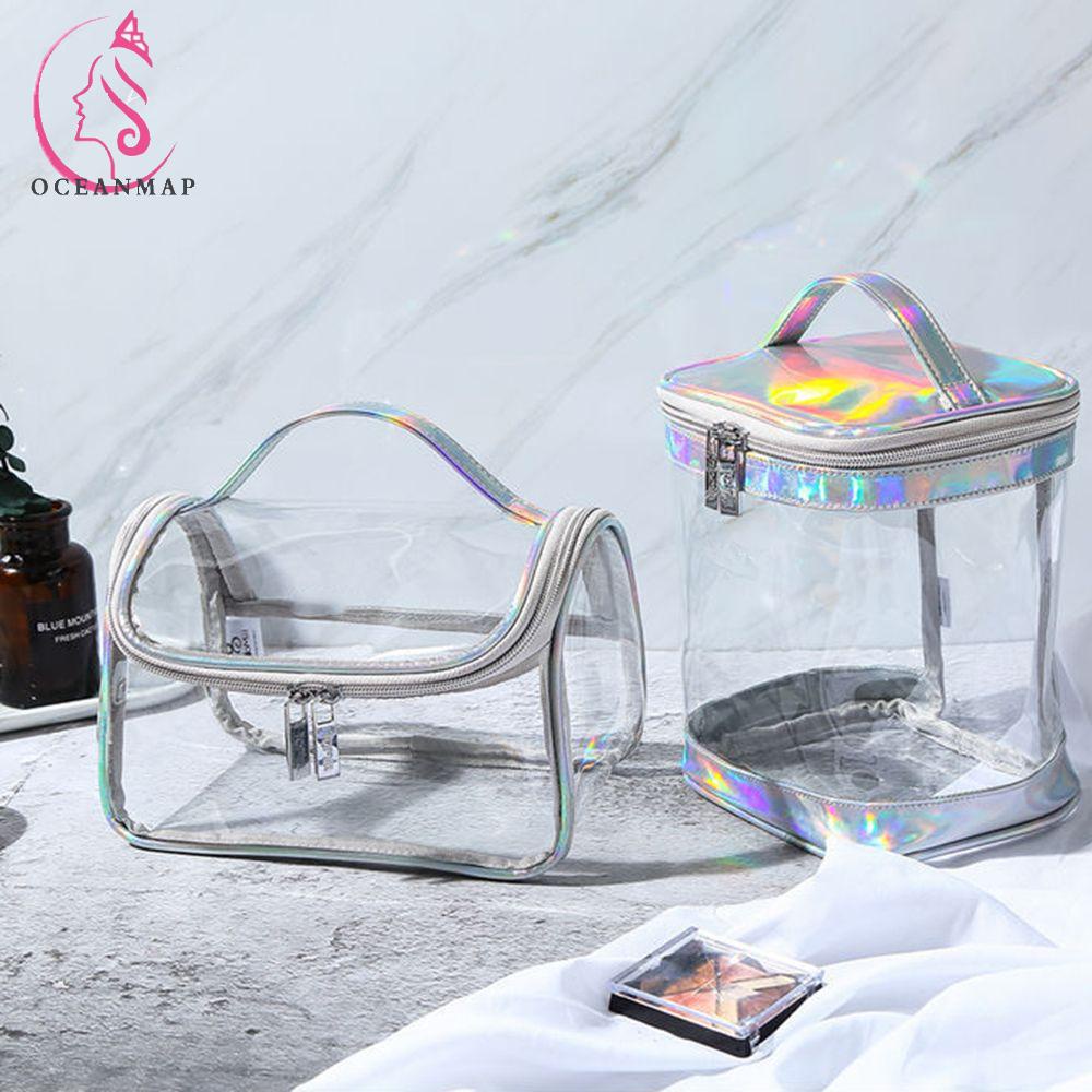 OCEANMAP Túi Đựng Mỹ Phẩm Trong Suốt Có Khóa Kéo Dung Tích Lớn Tiện Dụng Mang Theo Du Lịch Cho Nữ