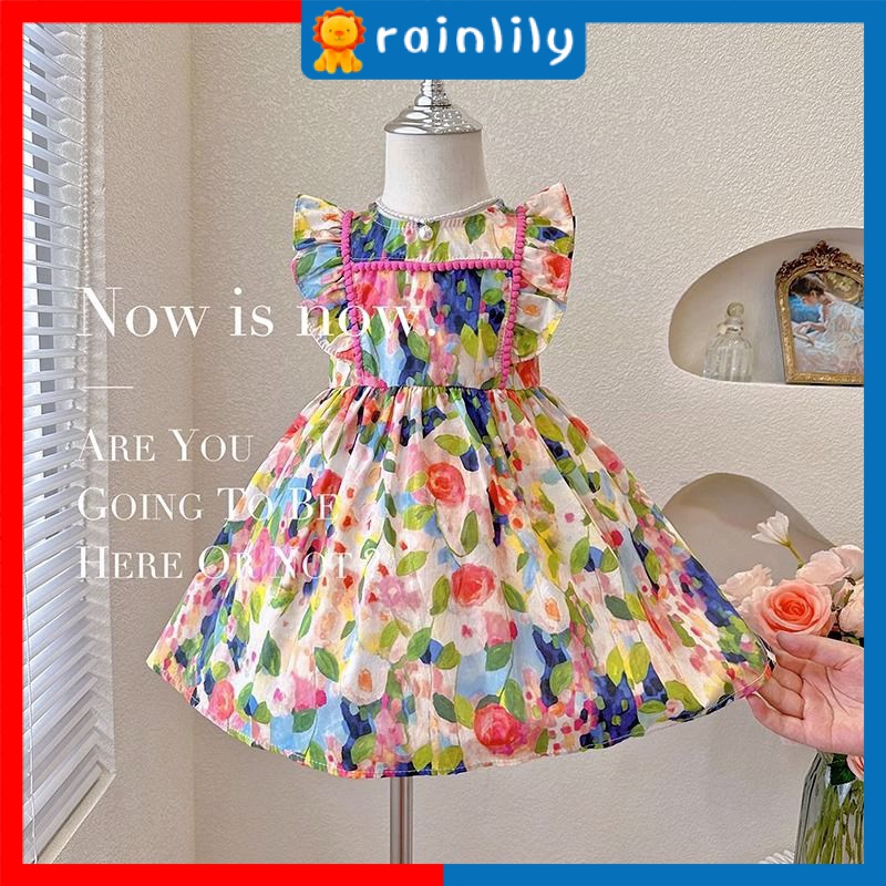Đầm Hoa Nhỏ Không Tay Thời Trang Mùa Hè 2023 Phong Cách Mới Cho Bé Gái