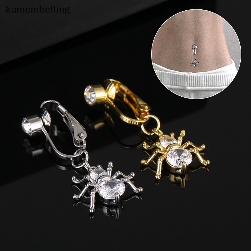 Kamembelling Khuyên Rốn Hình Nhện Đính Đá Zircon Giả Không Cần Đục Lỗ Bằng Đồng Gợi Cảm Cho Nữ EN