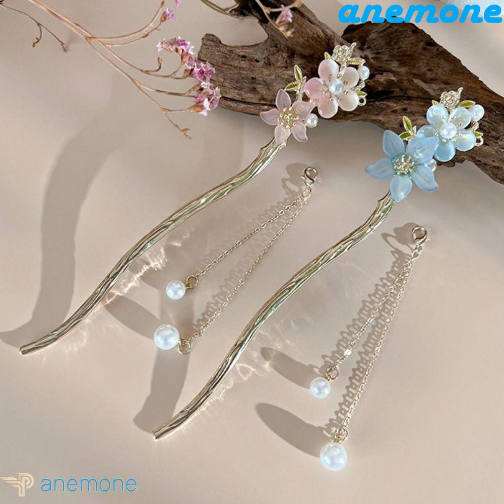 ANEMONE Trâm Cài Tóc Bằng Hợp Kim Đính Hoa Phong Cách Trung Quốc Cổ Điển