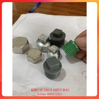 Đầu bịt ren trong, bịt ren ngoài nhựa inox kem 21 27
