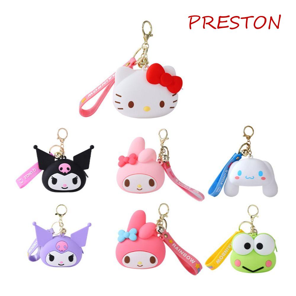 Túi Đựng Tiền Xu Mini Bằng Silicon Hình Mèo Hoạt Hình Kuromi KT Cinnamonroll Có Chuông Và Móc Khóa
