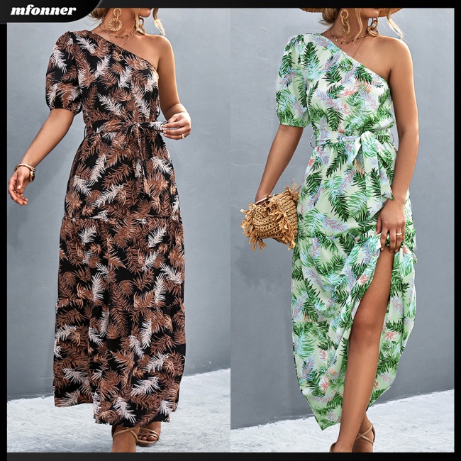 Đầm Tay Ngắn Hở Vai In Hoa Thiết Kế Cột Dây Thanh Lịch Thời Trang Mùa Hè Cho Nữ