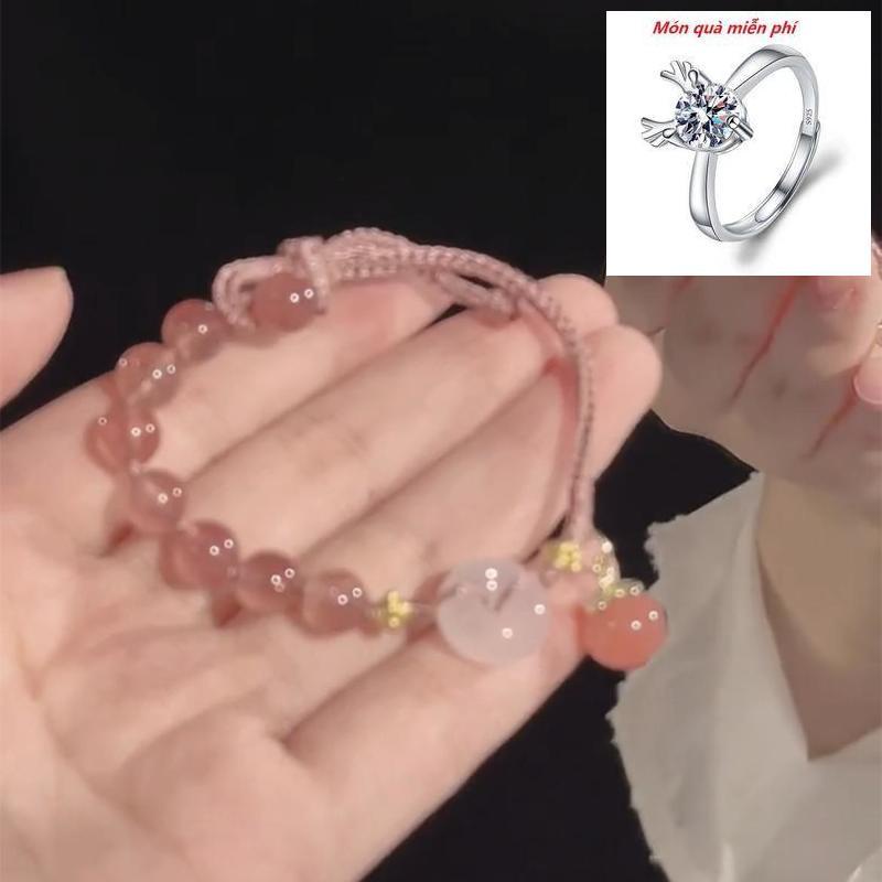 Cod Vòng Đeo Tay Dệt Tay diy An Toàn Cho Học Sinh Bạn Gái / Bạn Gái / Trái Đào Pha Lê Có Khóa Cài