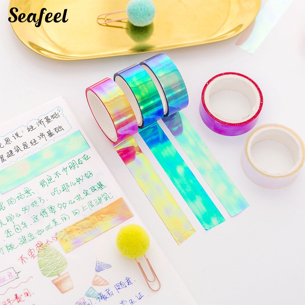 Cuộn Băng Dính Laser Nhiều Màu Chống Nước Trang Trí Sổ Tay DIY