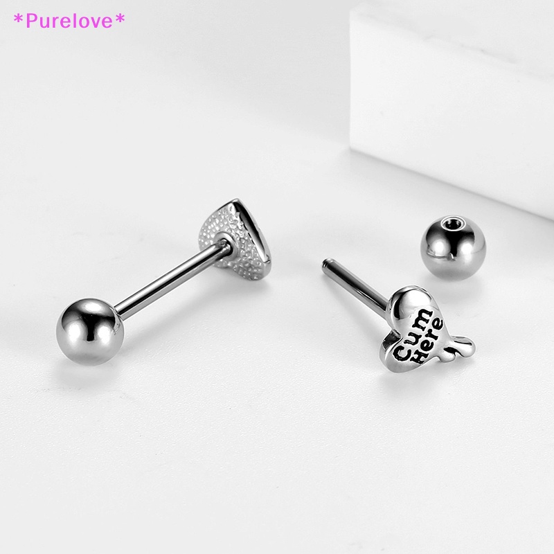 Khuyên Lưỡi Bằng Thép Phẫu Thuật Hình Trái Tim In Chữ Tiếng Anh Vui Nhộn Chống Dị Ứng Mới