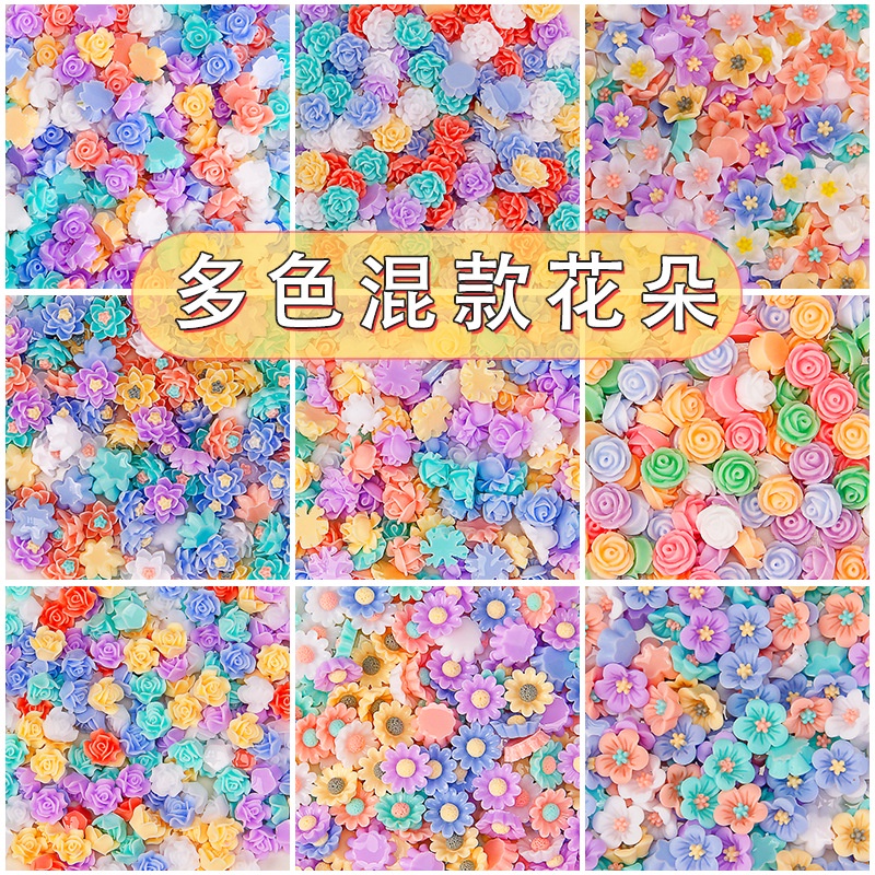 (10 cái)Charm nhựa hình hoa nhiều mẫu, Nguyên liệu trang trí toploader, trang trí ốp điện thoại
