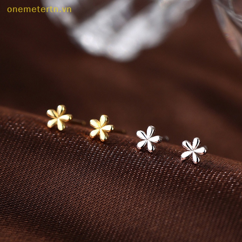 1 Đôi Bông Tai Hình Hoa Mini Bằng Bạc / Vàng Thời Trang Dành Cho Nữ