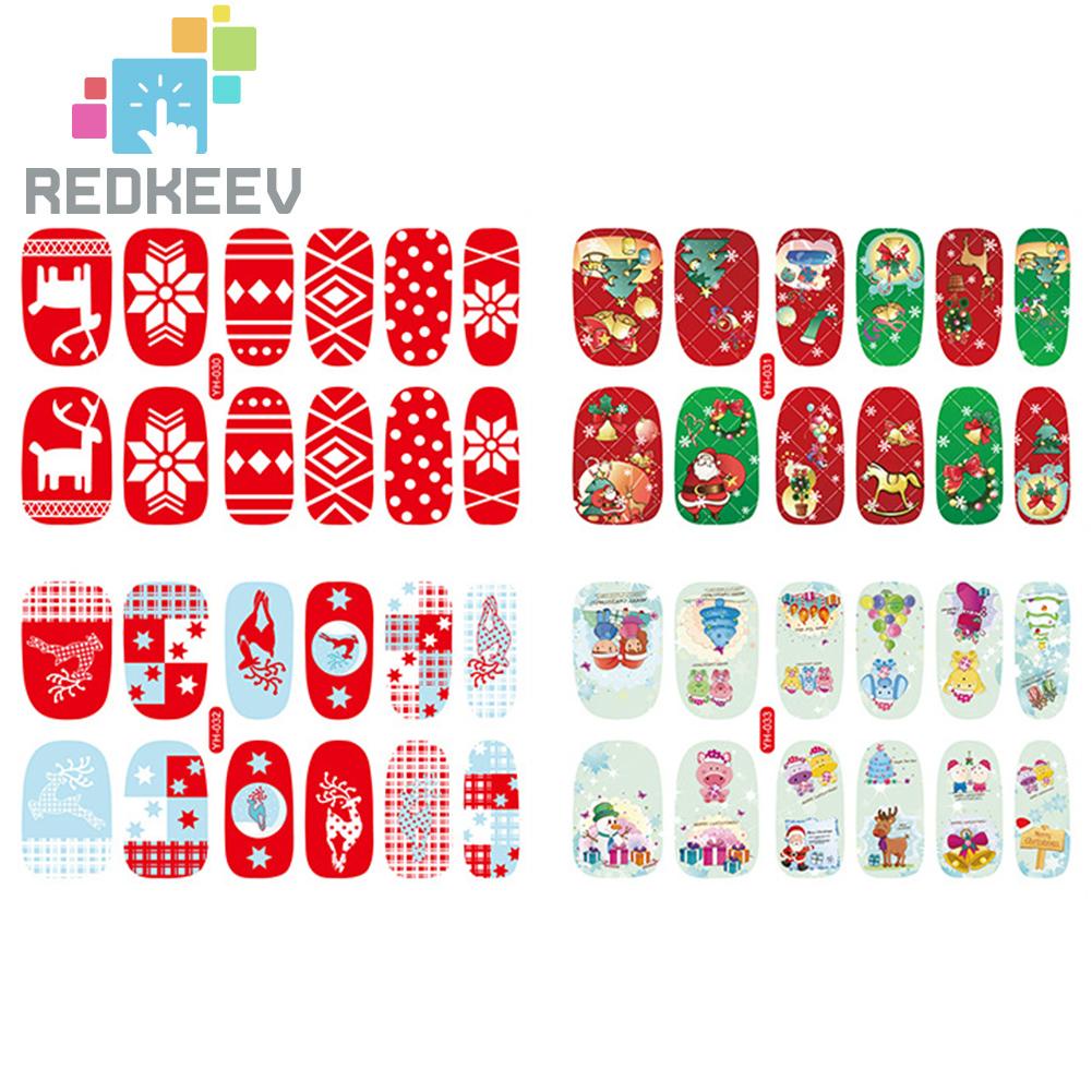 Set 4 Tấm Decal Nước Tự Dính Họa Tiết Giáng Sinh Trang Trí Móng Nghệ Thuật DIY Cho Nữ