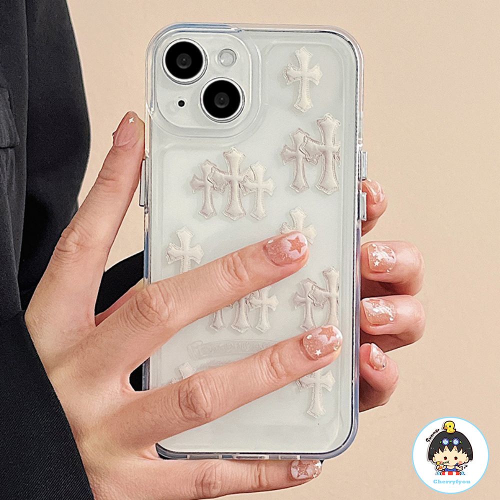 Ốp Điện Thoại TPU Mềm Trong Suốt Chống Sốc In Chữ Thập Thời Trang Cho IPhone 14 13 12 11 Pro Max X XR 8 7 Plus
