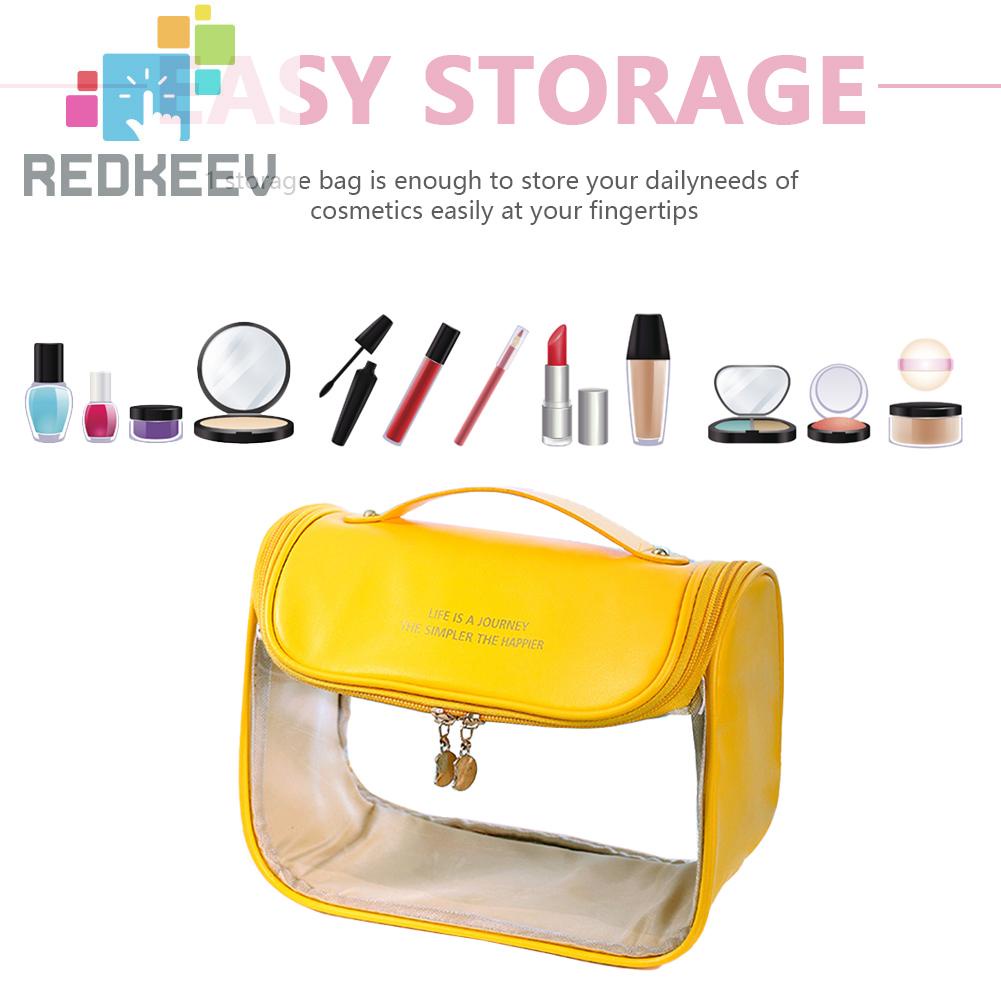 Túi Đựng Mỹ Phẩm Bằng PVC Sức Chứa Lớn Kèm Móc Treo Tiện Dụng