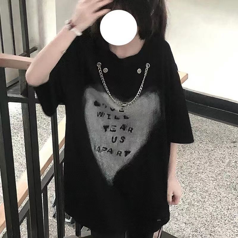 Áo Thun Ngắn Tay Phối Dây Xích Thời Trang Mùa Hè Giản Dị Dành Cho Nữ Sinh