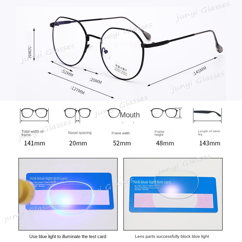 Kính Chống Tia Bức Xạ Gọng Kim Loại Tròn Thời Trang Hàn Quốc Chất Lượng Cao