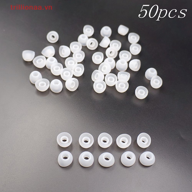 Set 50 Đệm Tai Nghe Nhét Tai Thay Thế Bằng Silicon Mềm Trong Suốt 11MM