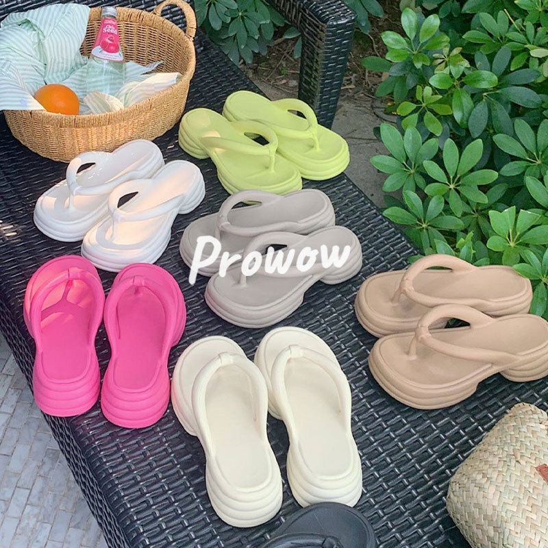 Prowow❤Dép Xỏ Ngón Đế Dày Thoải Mái Thời Trang Đi Biển Mùa Hè Cho Nữ